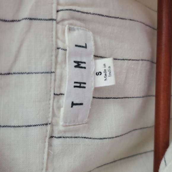 THML Flutter Sleeve Button Up Striped With Embroidery Size Small - Picture 7 of 10
